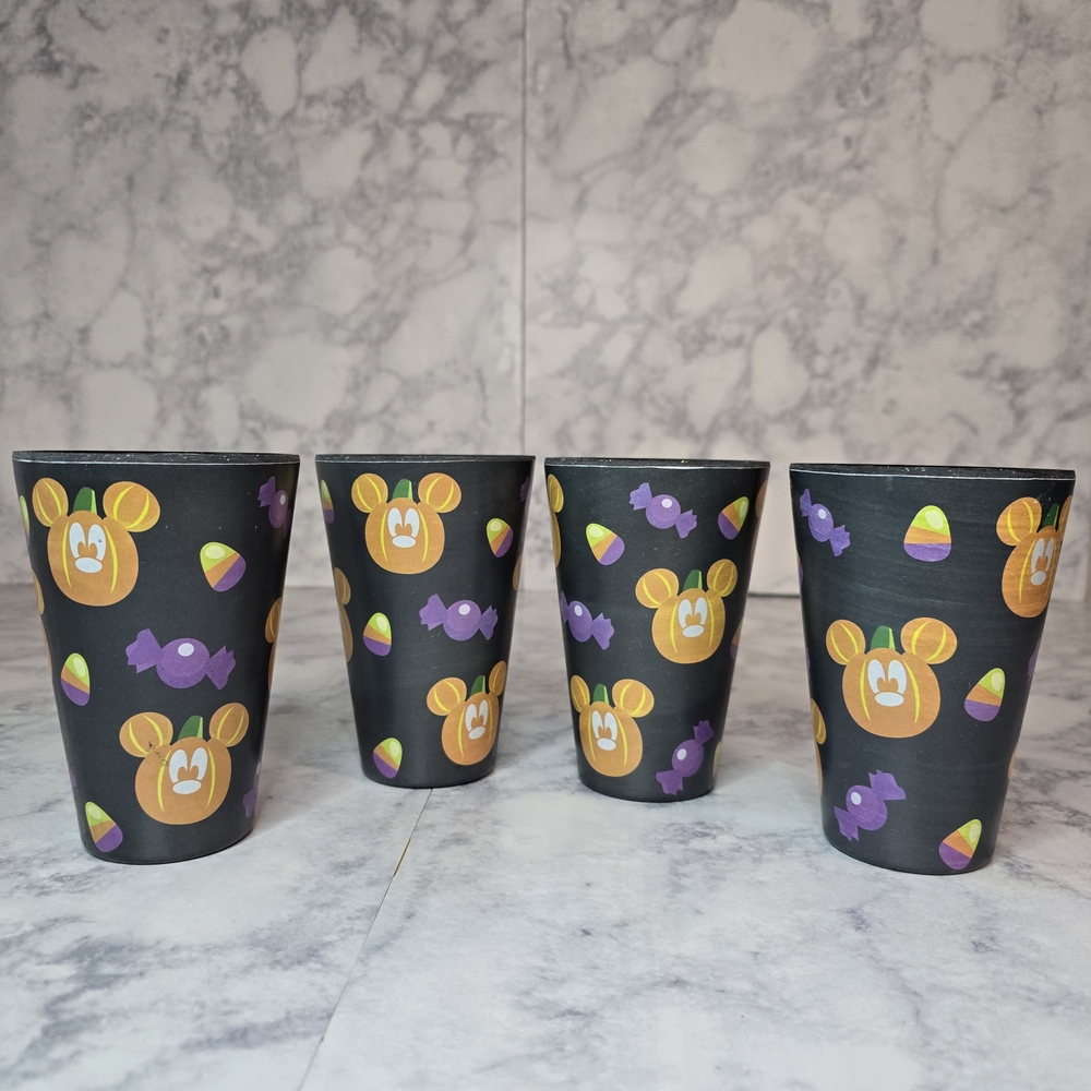 Disney Halloween Mickey Mouse Bamboo Tumblers Set Of 4 Eco Friendly 16 Oz Cups